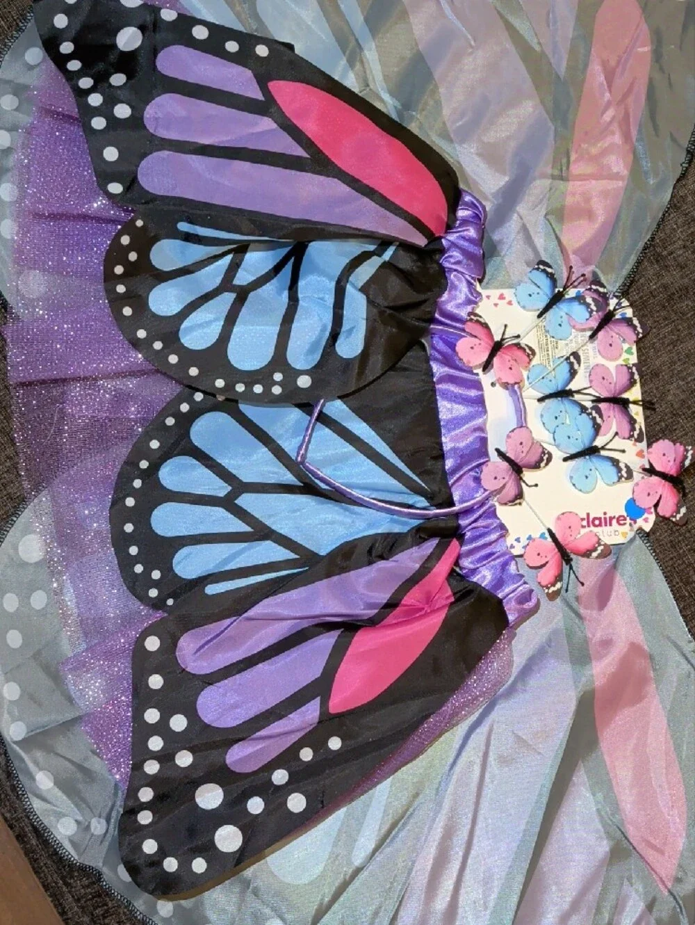 3piece Claire's Multicolor Butterfly Dress-Up Wings - Purple, Blue, Pink, Black